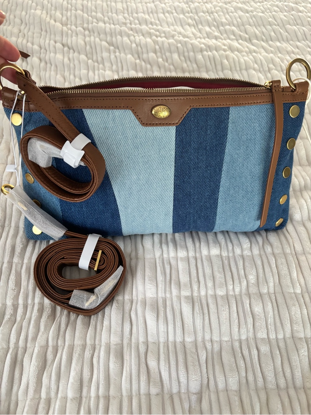 Hammitt Silverlake Denim Shoulder Bag with Brown Leather Trim - Picture 2 of 2